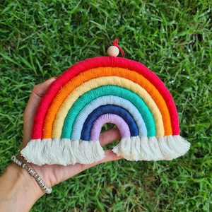 Tęczowa Makrama | Regenbogen Makramee | Wystrój Sypialni | Łuk i Ciel | Narodziny | Dekoracja domu | Przysługa Matki Chrzestnej | Topper na ciasto