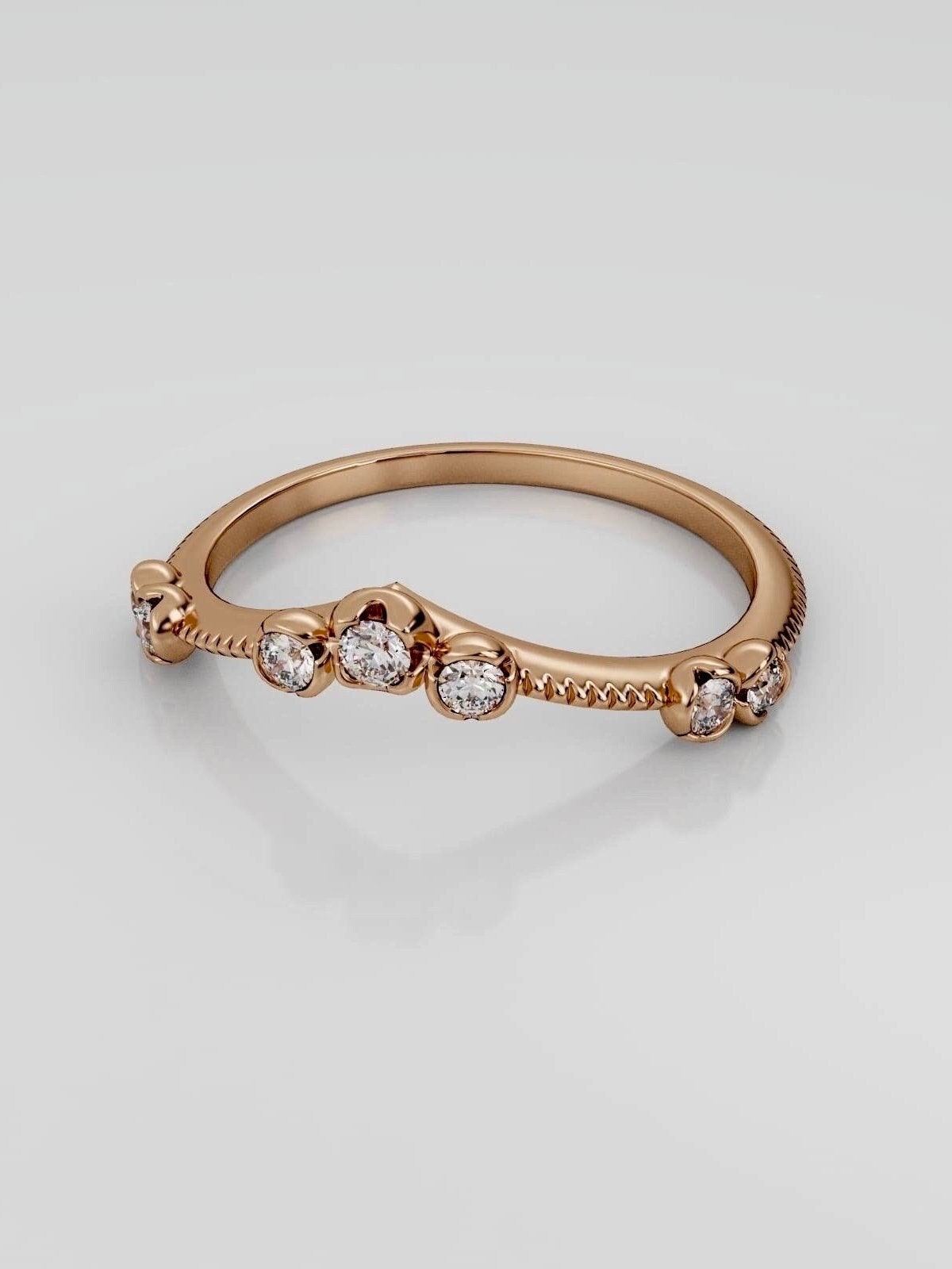 Diamond 10k, 14K, 18k Solid Gold Wishbone Ring, Chevron ring, Stacking Ring, V Shape Diamond Ring, “Confetti Collection”