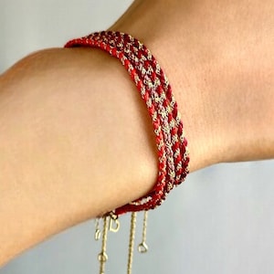 Silk Solid Gold Chain Moonwalk Woven Braided Friendship Bracelet, Lucky Cord Bracelet, Thread Bracelet, Charm Bracelet, Karma Luck Bracelet