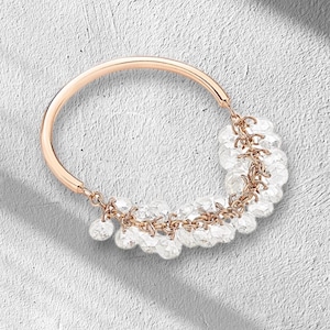 Anillo de oro de 14 k con diamantes flotantes de talla rosa real sin engarce, delicado anillo con dije de diamantes con piedras natales apilables, colección &quot;Dance Me&quot;