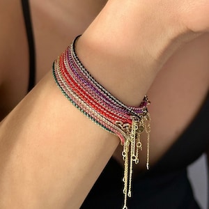 Silk Solid Gold Chain Sunray Woven Braided Friendship Bracelet, Lucky Cord Bracelet, Thread Bracelet, Charm Bracelet, Karma Luck Bracelet