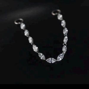Real Marquise Diamonds Chain, Marquise Connector, Set Free Bare Diamonds 18k Gold Hoop Earring