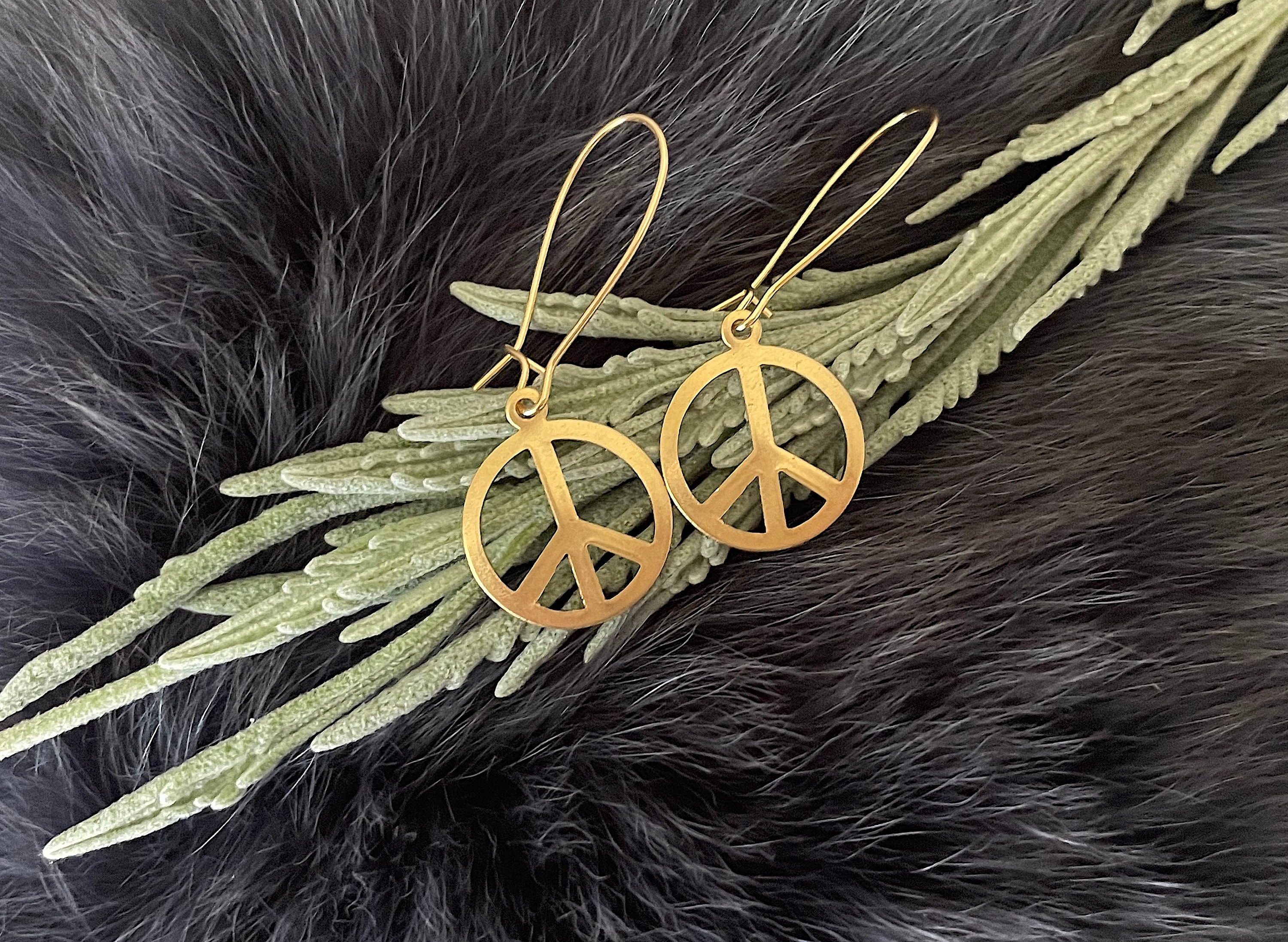 Gold Peace Earrings - Etsy