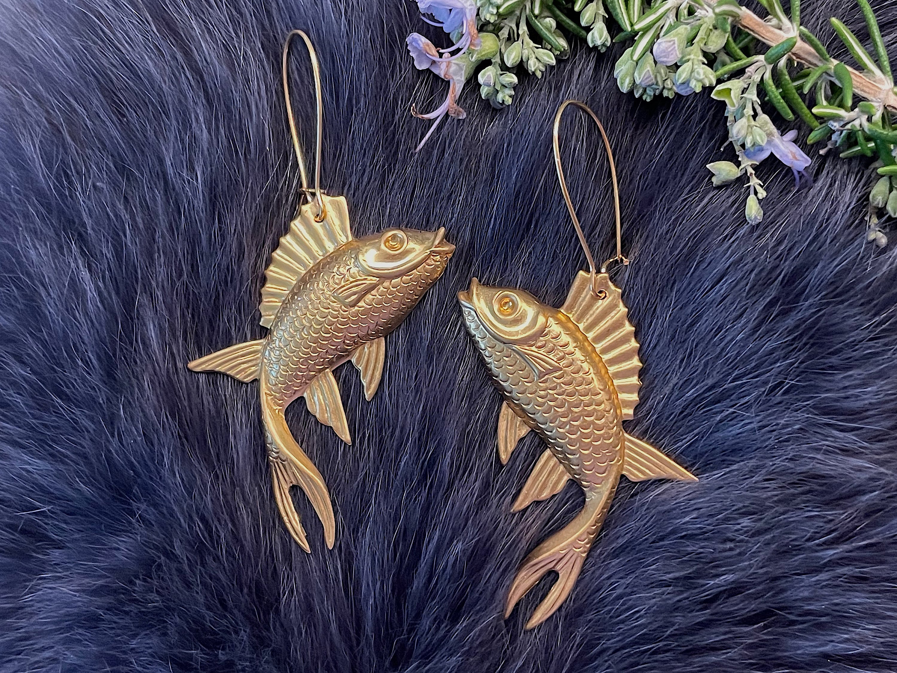 Gold Fish Hook Earrings 