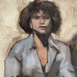 portrait young man original oil on panel signed / original portrait painting Impressionist Male Model Figure 11x14&quot; Signed