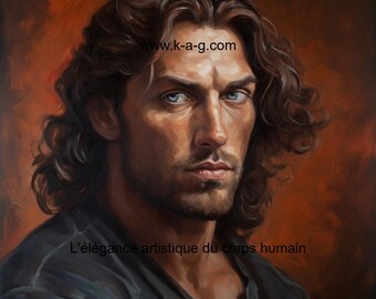 肖像画の男の絵画キャンバスにアクリル絵の具サイン/フィギュアの男の