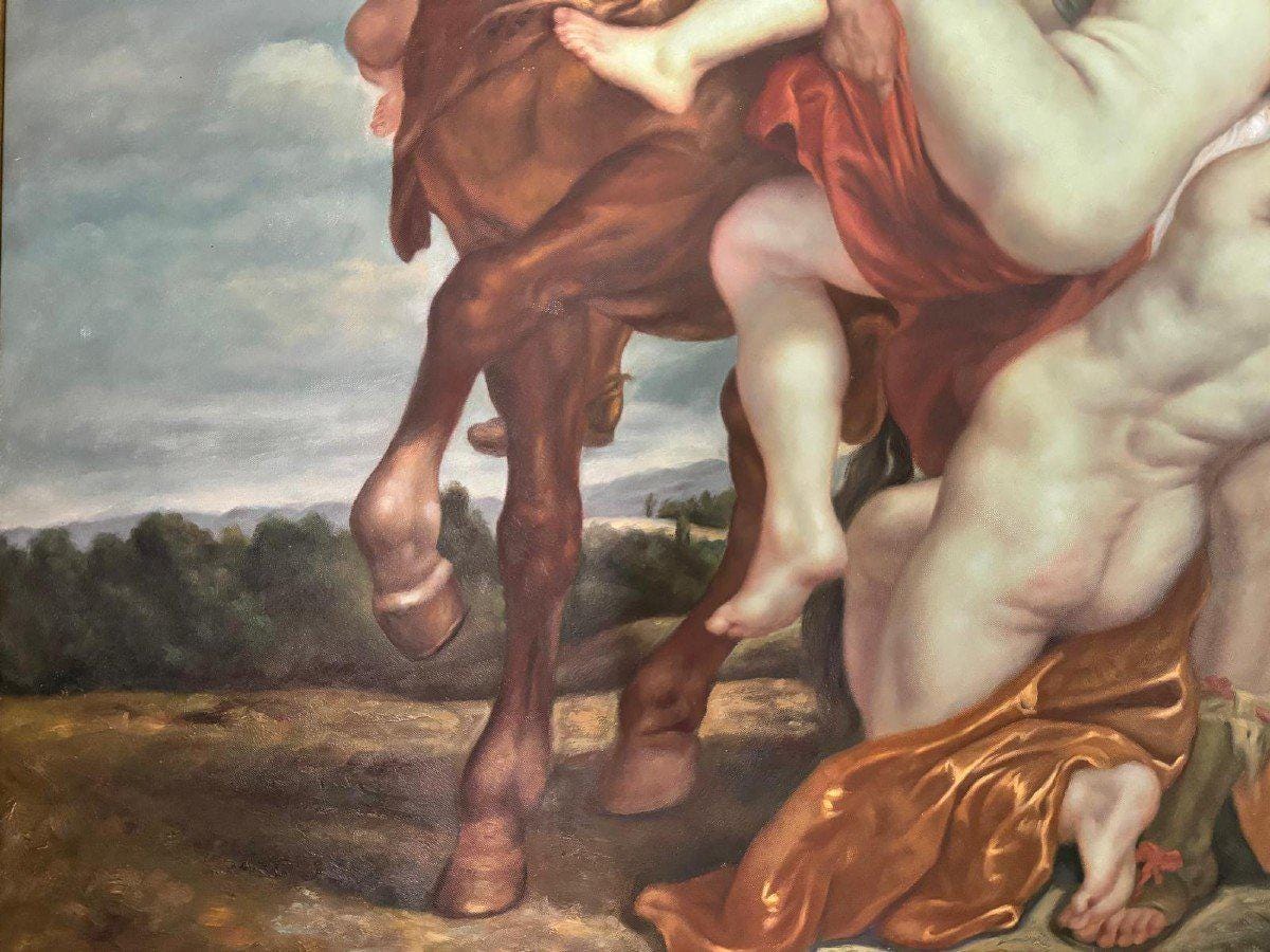 Rubens, De ontvoering van de dochters van Leucippus door Castor en Pollux,  groot olieverf op doek - Etsy België, image size:1200x900