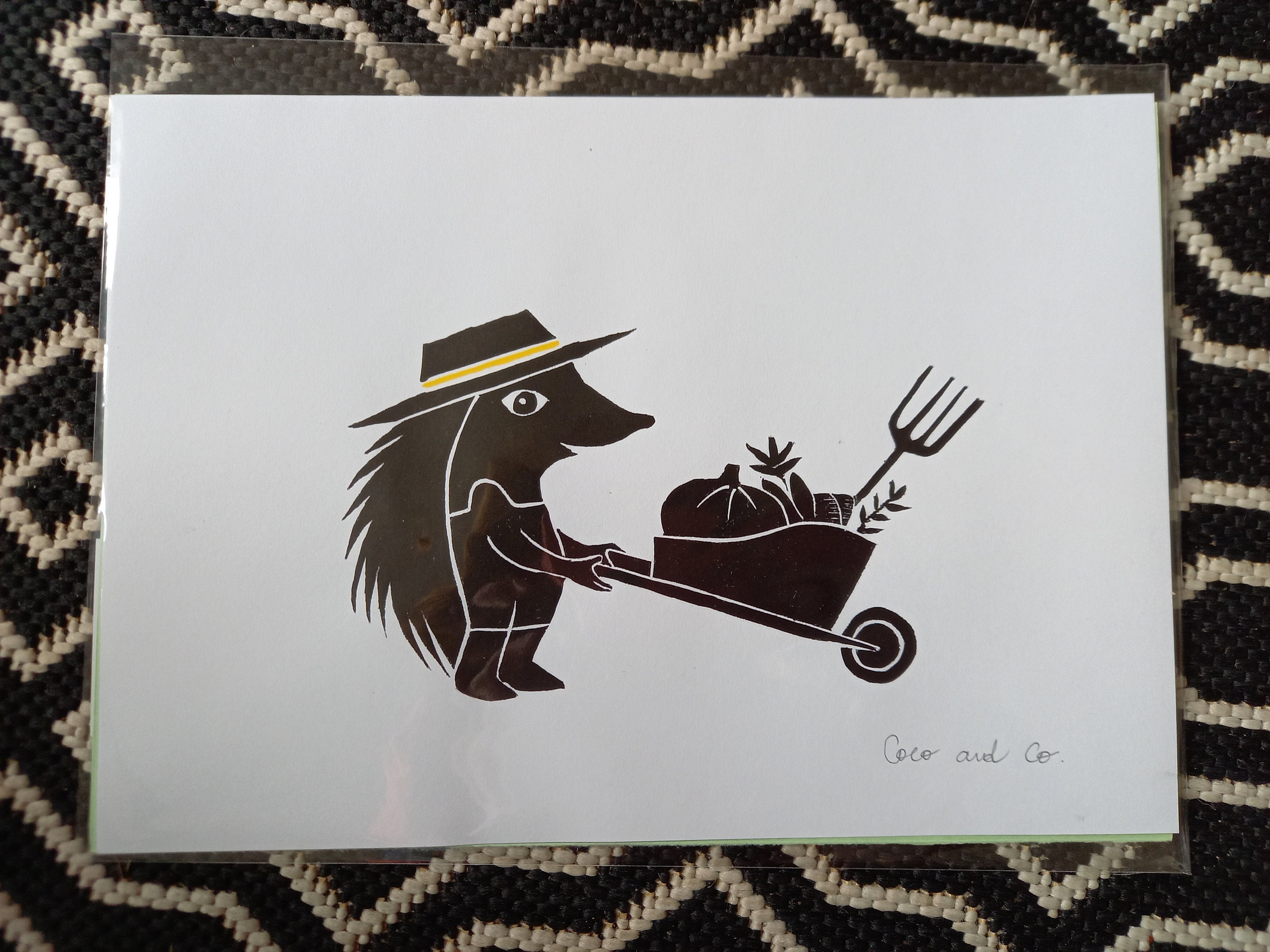 Linogravure Ecureuil Jardinier