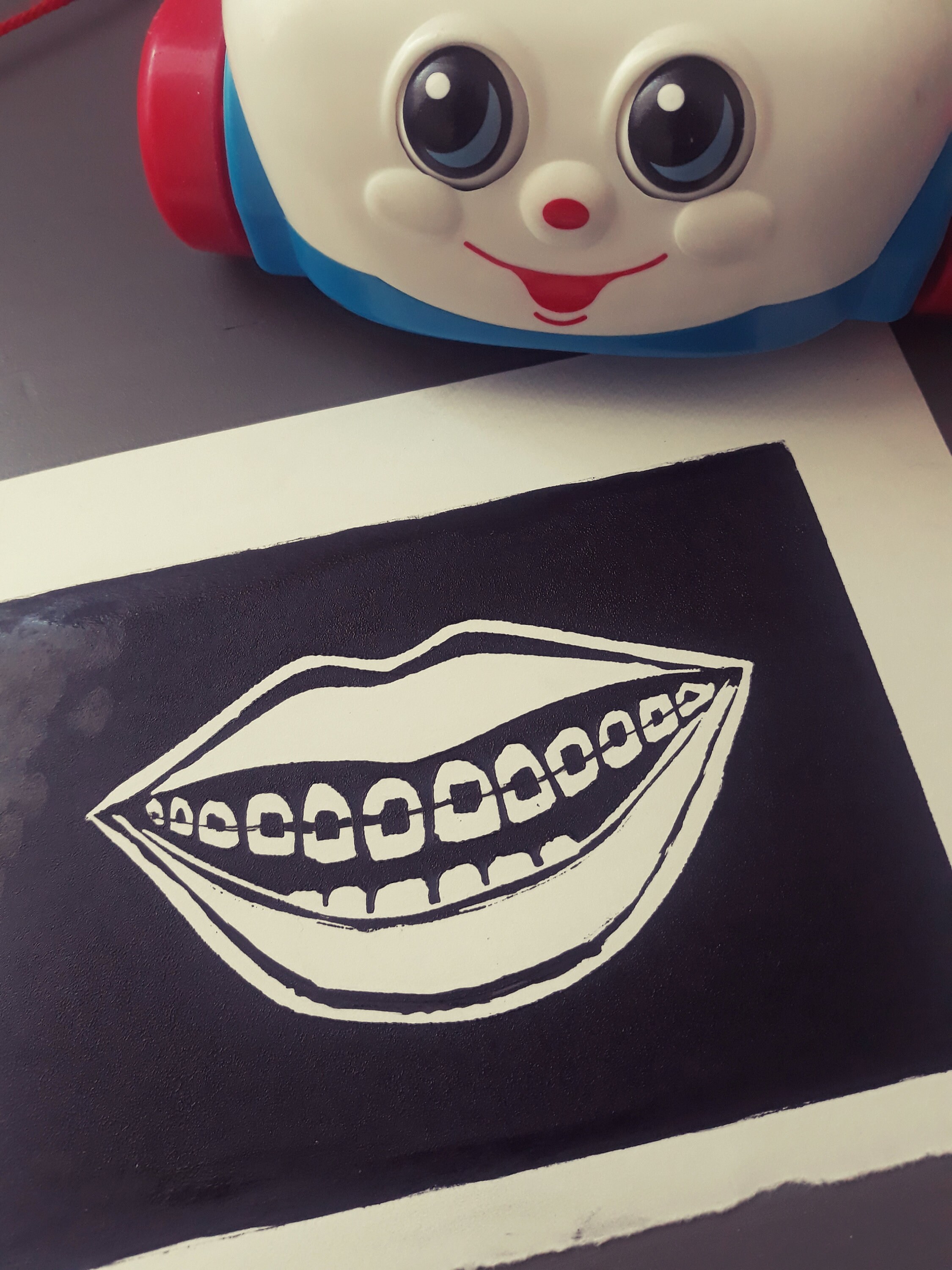 Linogravure Sourire Bouche