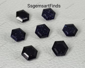 Naturlig blå sandsten hexagonformad 6x6, 7 x 7 mm fasetterad slipning, lös ädelsten för smyckestillverkning