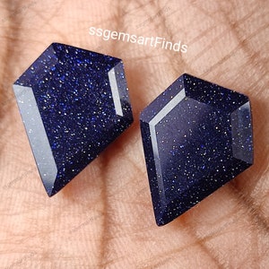 Loose galaxy  blue Sandstone Gemstone Diamond Fancy Cut 15x14 mm Faceted For Ring Earrings Stud Pendant Bracelet Jewelry Making Gift for her