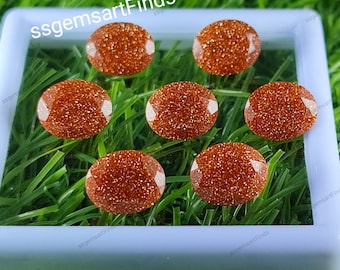 5Pcs Gold Sandstone Cabochons – Round/Oval 12mm Loose Gemstones For DIY Jewelry Making, Lead-Free
