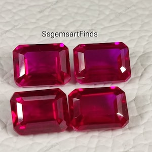 Ruby 6X8 MM Emerald (Octagon) lab grown   loose gemstone for jewelry making