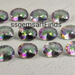 Topaze mystique, topaze multicolore, ovale 7 x 5, 6 x 4 x 7 x 9 mm, pierre à facettes, pierre pour la fabrication de bijoux, pierre à facettes, pierre à tailler