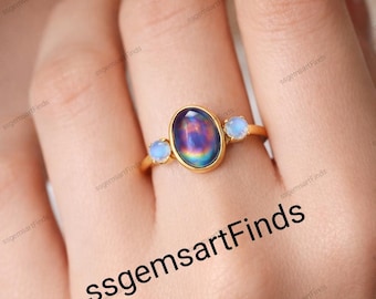 Mood stone oval ring, 925 Sterling Silver,colour changing mood ring ,waterproof stone Jewelry  Ring For Women/Gift For Her