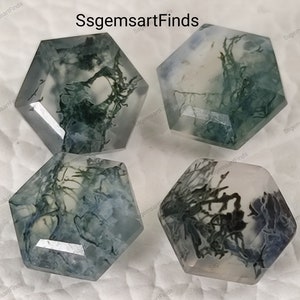 Natural Moss Agate Hexagon Shape Step Cut, Moss Agate Loose Gemstone For Jewelry Making, Moss Agate Hexagon Cut Calibrated Size 7mm