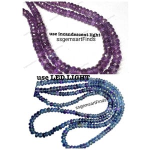 AAA++ alexandriet paars/blauw van kleur veranderende gefacetteerde rondelle kralen voor het maken van sieraden, kraalgrootte 6-10 mm, 16 inch lange streng In laboratorium gemaakt