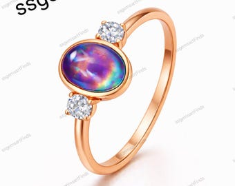 Mood stone oval ring, 925 Sterling Silver,colour changing mood ring ,waterproof stone Jewelry  Ring For Women/Gift For Her