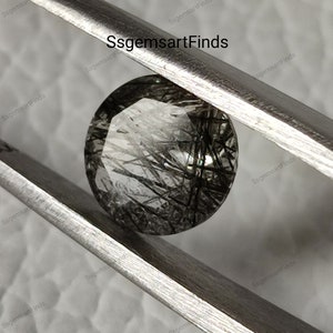 Natural Black Rutile Quartz Faceted 6 ,7,8 mm  Round Shape  Black Rutile Quartz / Tourmalated Quartz Loose Gemstone for jewellery making