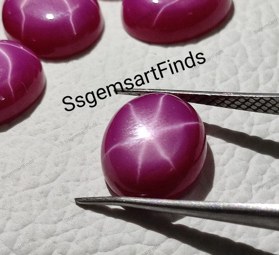 Lab Created Linde Star Ruby Oval Cabochon Ruby Star Gemstone