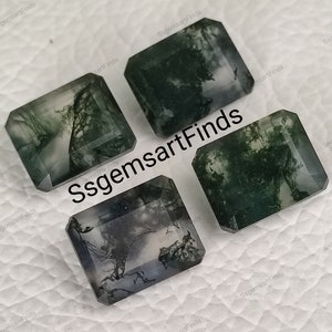 Moss Agate Octagon Shape Step Cut, Natural Moss Agate Loose Gemstone For Jewelry Making, Moss Agate Octagon Cut 7x5,6x8,8x10,10x12,10x14 mm