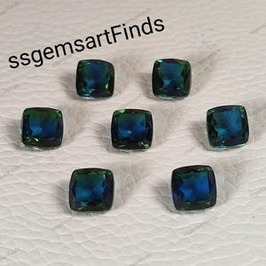 Teal sapphire stone , cushion cut   ocean teal sapphire, teal sapphire bluish green teal sapphire, teal sapphire, Lab grown teal sapphire