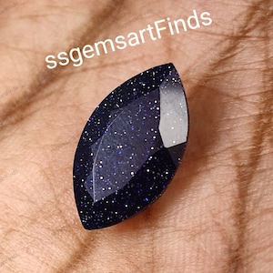 Piedra preciosa suelta de arenisca azul, forma marquesa, facetada, de 1,5 x 3 a 20 x 10 mm, para pendientes, anillos, colgantes, joyas, regalo.