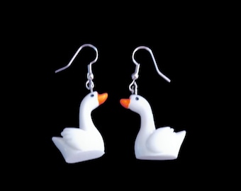 Ohrringe Schwan, Vogel, Ente, Modeschmuck.