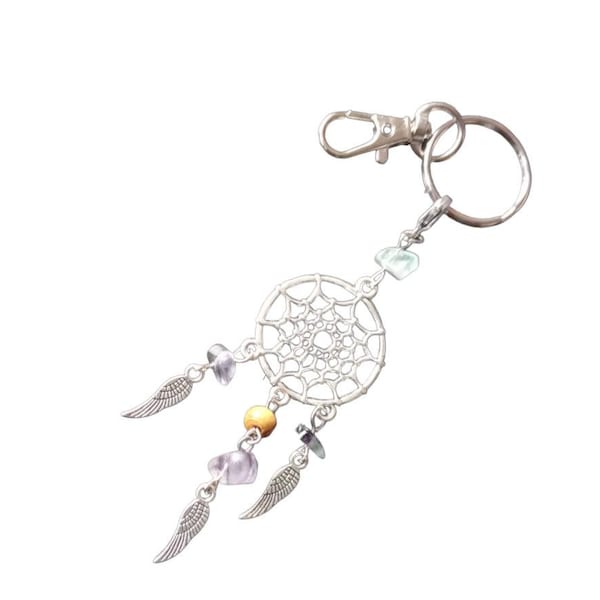 Dreamcatcher Bag charm keyrings with gemstone crystals mother