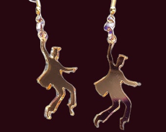 Spiegel-Tropfen-Ohrringe, Elvis-Silhouette, Gold oder Silber