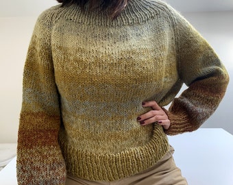 Women's sweater knitting pattern, top-down sweater pattern, DIY sweater, instant download files, knitting pdf, top-down pattern