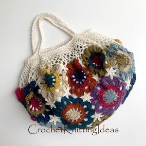 Crochet flowers bag, crochet pattern bag, crochet pattern, instant download, summer flowers bag, DIY crochet bag