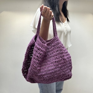 Lilac Juta Crochet Tote Bag Pattern: Easy DIY (Instant Download)