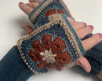 Crochet pattern, African flower, fingerless gloves, easy crochet pdf, crochet ideas, DIY crochet gloves, women's gloves