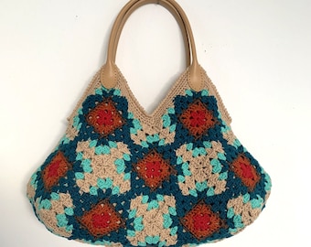 Granny square hand bag, crochet pattern, granny bag pattern, crochet ideas, easy crochet pattern, DIY crochet bag