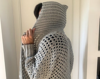 Crochet pattern, crochet hexagon cardigan, crochet cardigan with hood, women's crochet cardigan pattern, Arabella Cardigan pattern PDF