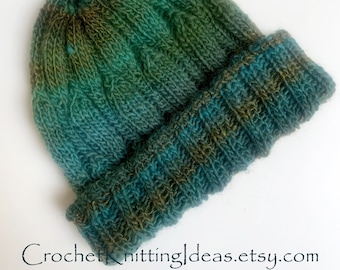 Knitting pattern, wool knitted beanie, wool hat, knitting pattern download, instant download files, easy pattern, DIY hats