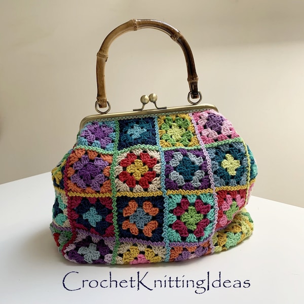 Classic granny square, granny purse bag, granny crochet pattern, instant download, crochet ideas, , DIY crochet bag