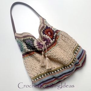 Häkelanleitung, Umhängetasche im Boho-Stil, Oma Quadrat Muster, Häkelideen, einfache Häkelanleitung, DIY Häkeltasche