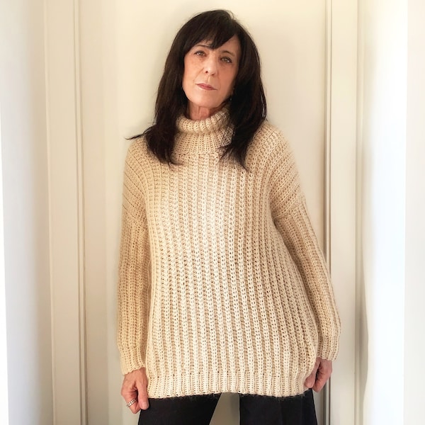 Crochet pattern, crochet ribbed sweater, crochet sweater, women's crochet sweater pattern, Diana sweater pattern PDF