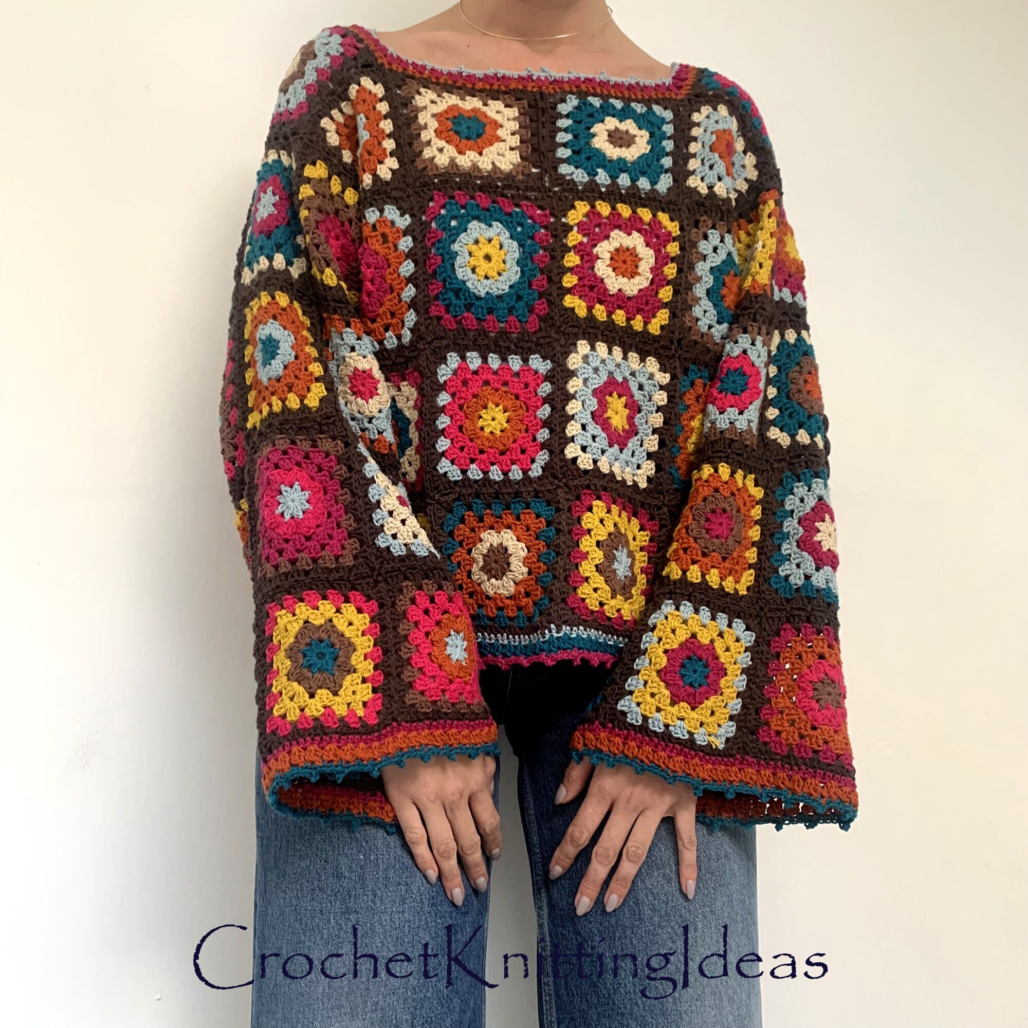Granny Square Sweater Crochet Pattern Sweater Pattern Women DIY  