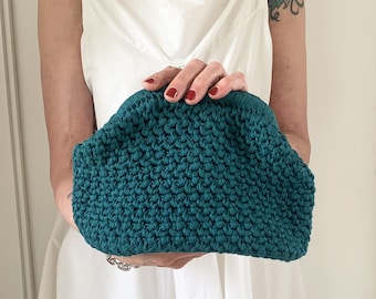 Crochet Clutch Bag Pattern: Peacock Ribbon Frame Bag (PDF Download)