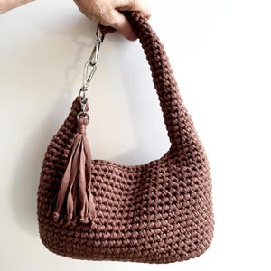 Crochet Bag Pattern: Luna Cotton Ribbon Bag with Tassel (PDF Download)