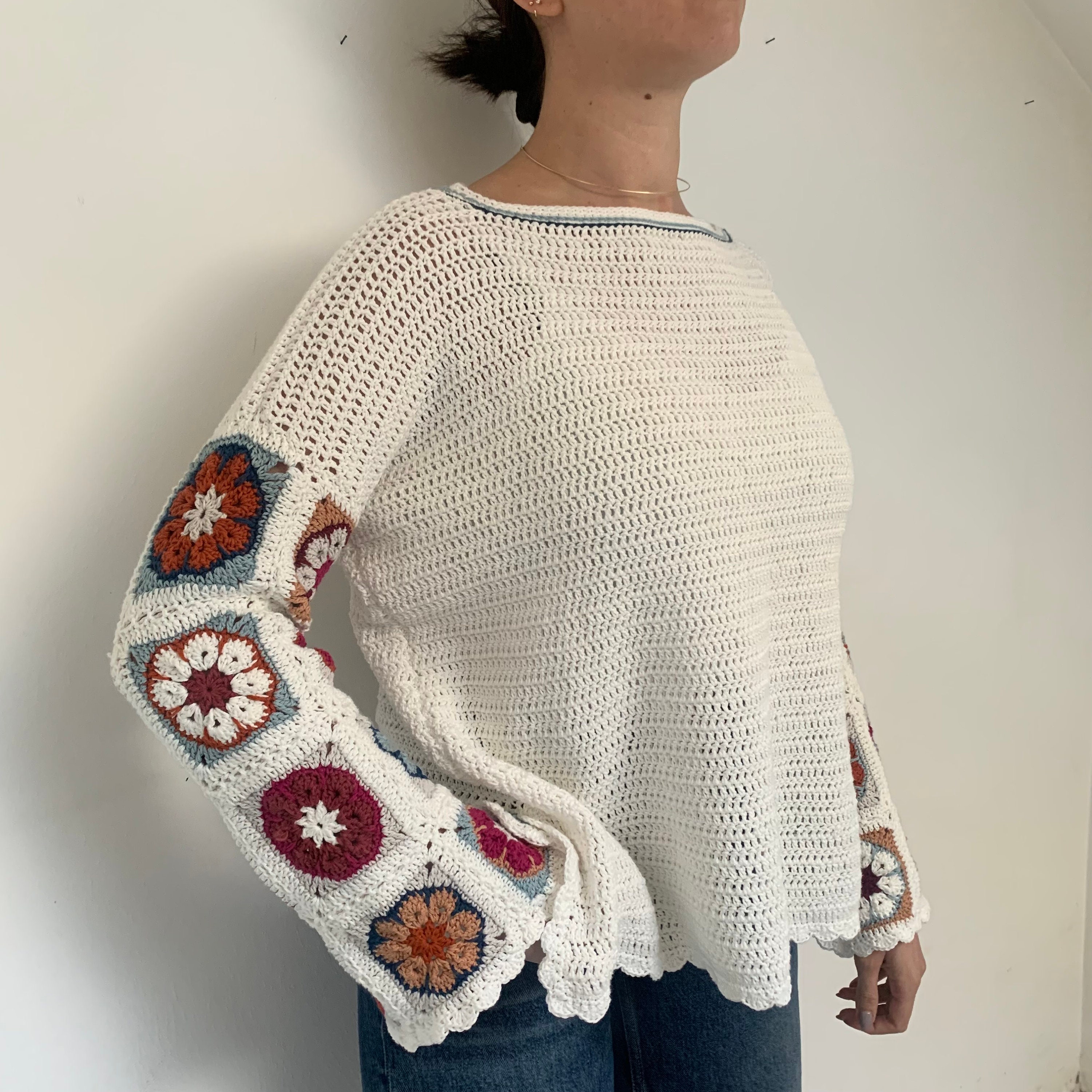 Crochet Granny Square Sweater Pattern: African Flower Design (PDF) - Etsy