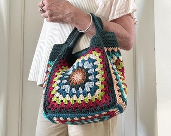 Crochet Granny Square Bag Pattern, Easy DIY Tote Bag PDF