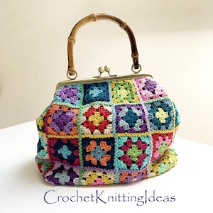 Klassisches Oma Quadrat, Oma Geldbörse Tasche, Oma Häkelanleitung, Sofort Download, Häkelideen, Handgemachte Tasche häkeln