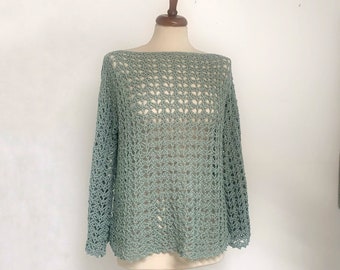 Crochet sweater pattern, sweater pattern women, DIY sweater, mint color sweater, crochet pdf, easy crochet pdf