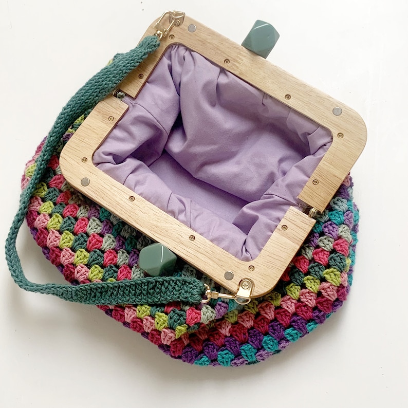 Pochette rangées de grand-mère, modèle au crochet, modèle carré de grand-mère, idées crochet, modèle au crochet facile, sac au crochet DIY, téléchargement immédiat image 8