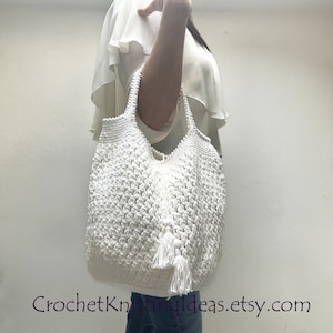 Modèle de sac bohème au crochet blanc : sac d&#39;été bricolage facile (téléchargement numérique)