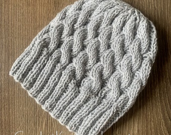 Wool knitted beanie, wool hat, knitting pattern, cable beanie, knitting pattern download, easy pattern, DIY hats